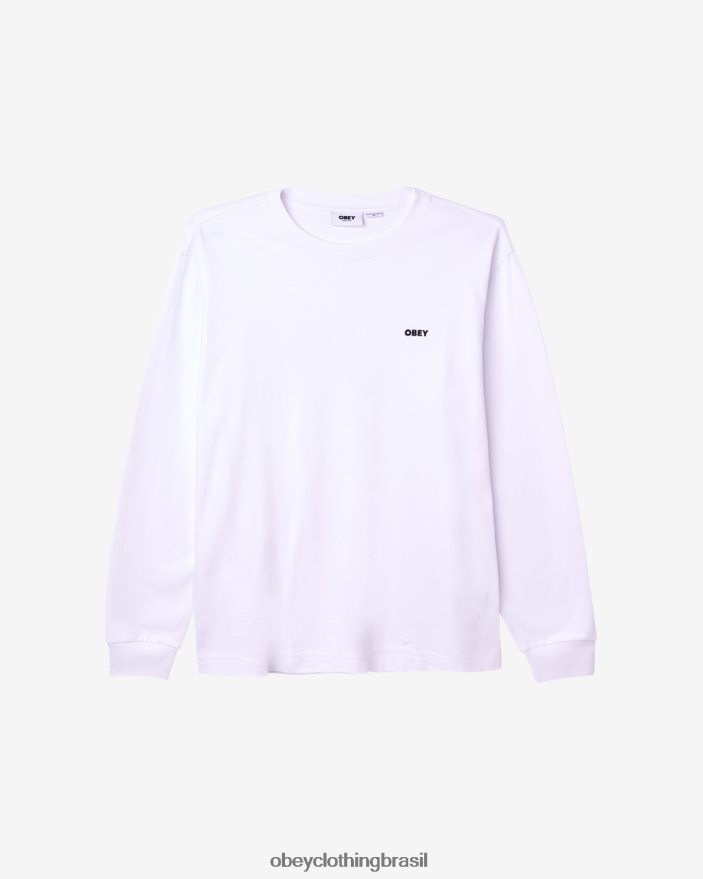 roupas br OBEY homens camiseta est.Works Bold Ls branco J22J4V92