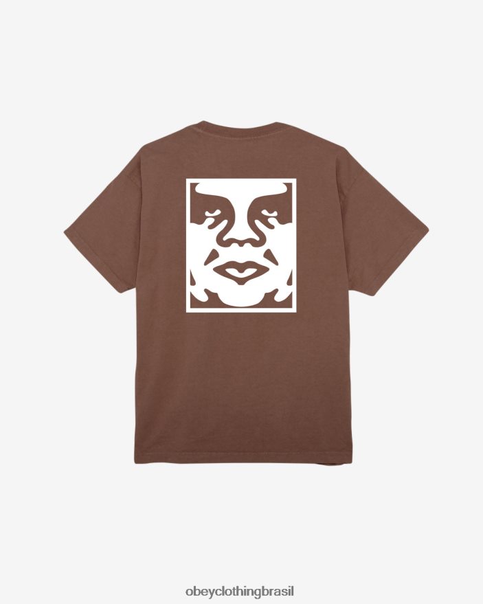roupas br OBEY homens camiseta peso pesado com ícone ousado sépia J22J4V280