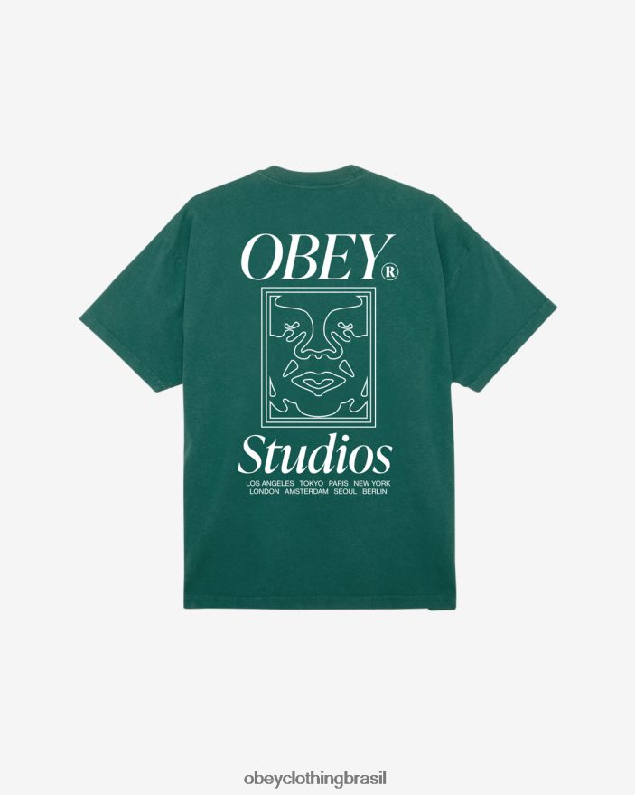 roupas br OBEY homens camiseta peso pesado ícone dos estúdios aventura verde J22J4V373