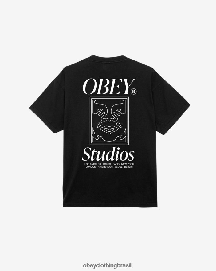 roupas br OBEY homens camiseta peso pesado ícone dos estúdios preto azeviche J22J4V375
