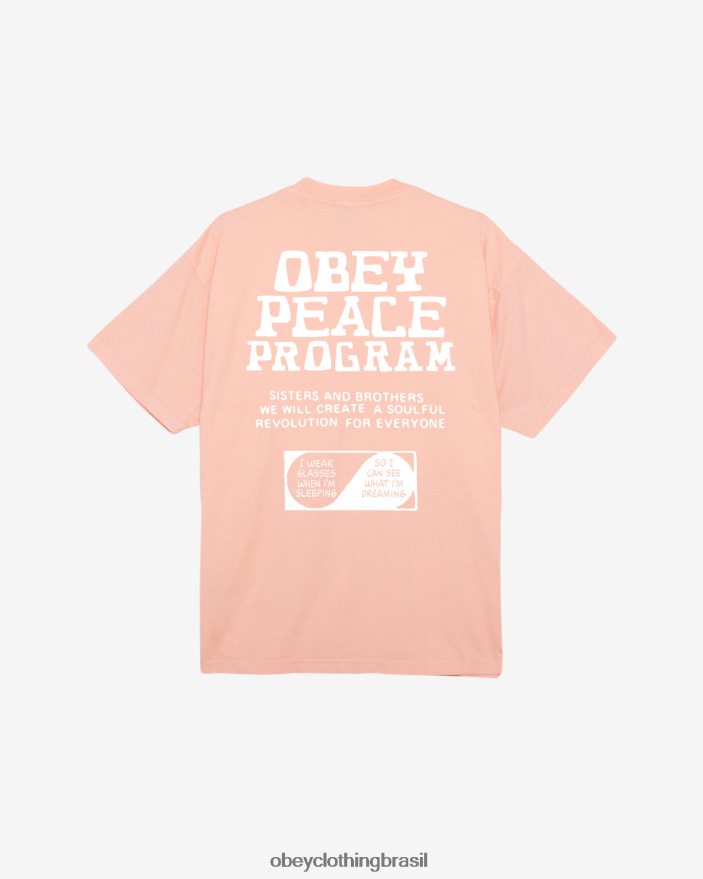 roupas br OBEY homens camiseta peso pesado do programa de paz parfait de pêssego J22J4V382
