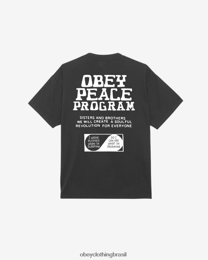 roupas br OBEY homens camiseta peso pesado do programa de paz preto vintage J22J4V383