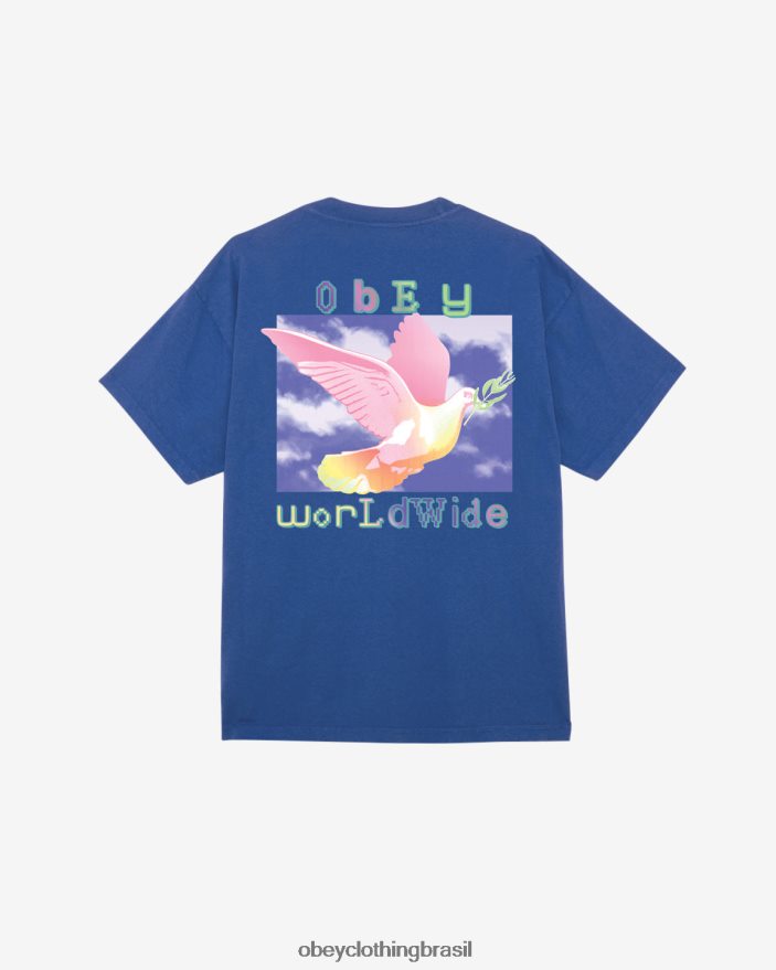 roupas br OBEY homens camiseta pomba da paz surfar azul J22J4V385