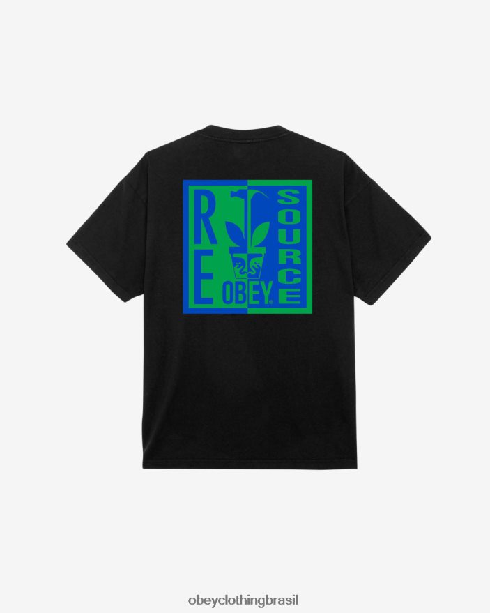 roupas br OBEY homens camiseta re source peso pesado preto azeviche J22J4V399