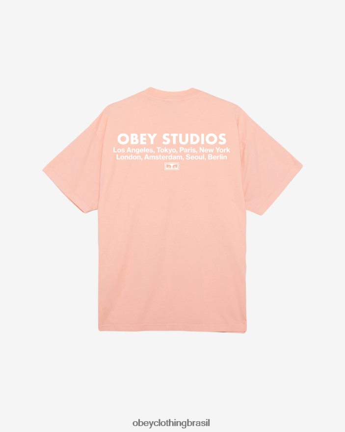 roupas br OBEY homens camiseta studios eye pesado parfait de pêssego J22J4V388