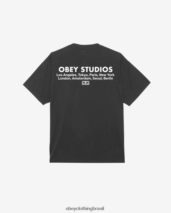 roupas br OBEY homens camiseta studios eye pesado preto azeviche J22J4V387