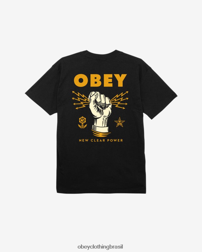 roupas br OBEY homens nova camiseta clássica clear power preto J22J4V324