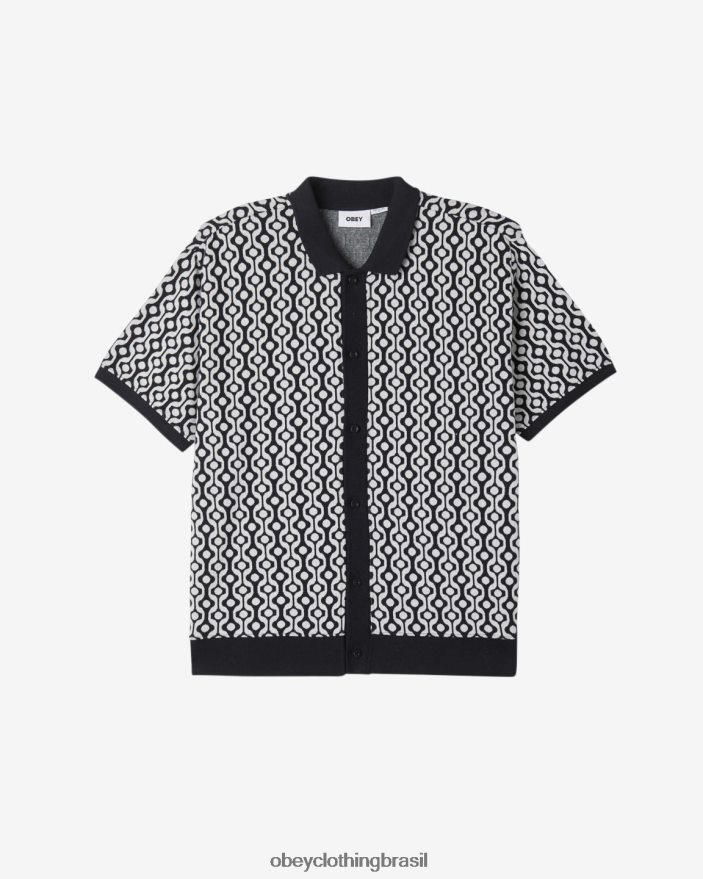 roupas br OBEY homens polo frontal com botão testamento multi preto J22J4V117