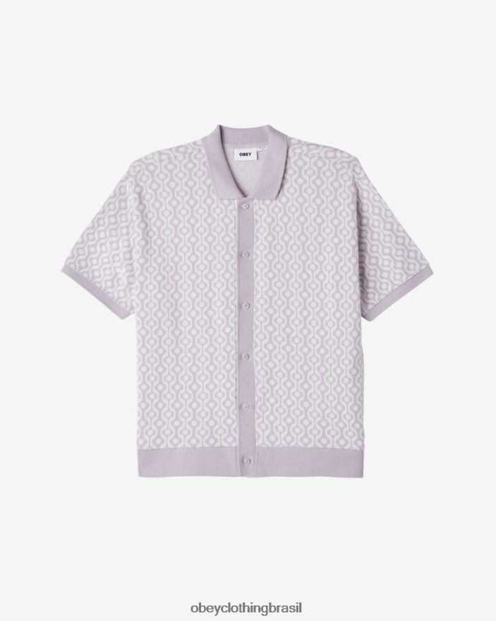 roupas br OBEY homens polo frontal com botão testamento pétala de orquídea multi J22J4V118