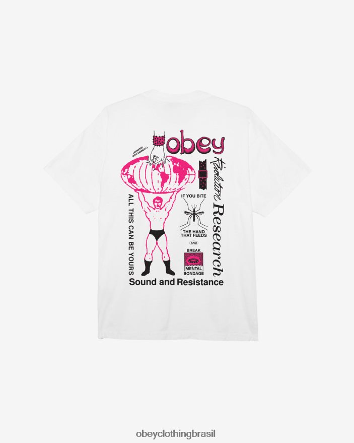 roupas br OBEY homens quebrar a escravidão mental camiseta peso pesado branco J22J4V394