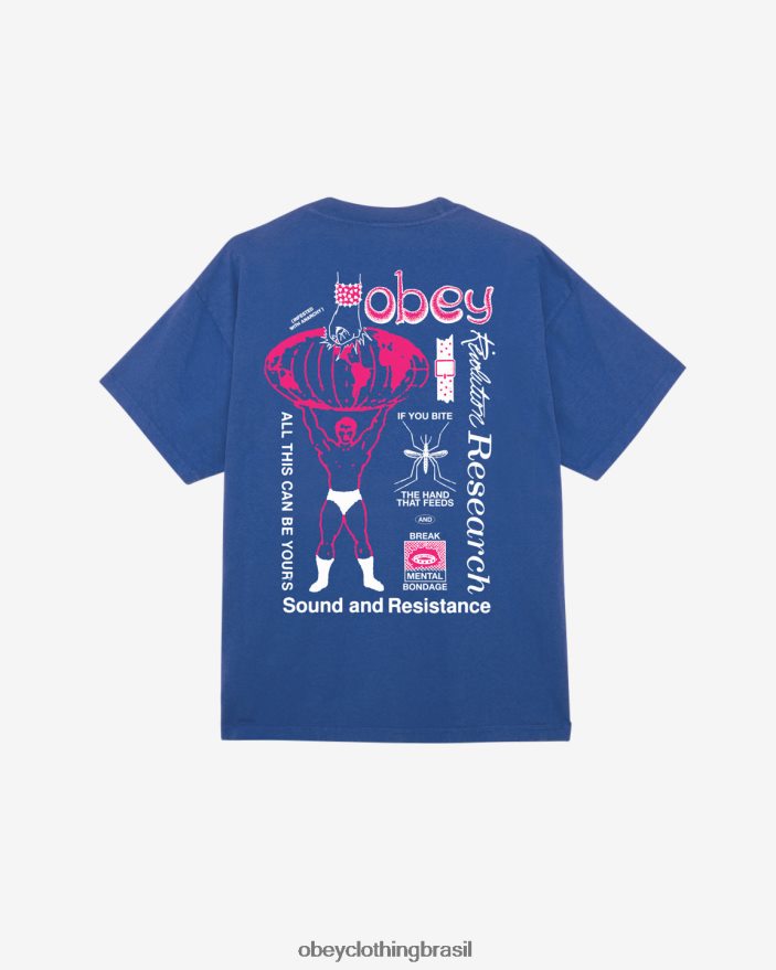 roupas br OBEY homens quebrar a escravidão mental camiseta peso pesado surfar azul J22J4V393