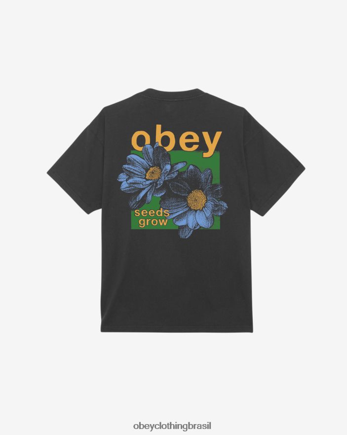 roupas br OBEY homens sementes crescem camiseta pesada preto vintage J22J4V384