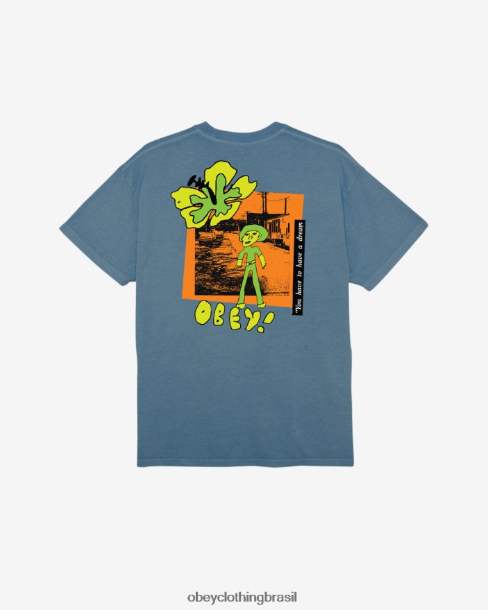 roupas br OBEY homens você tem que ter uma camiseta com pigmento dos sonhos coroa de pigmento azul J22J4V363
