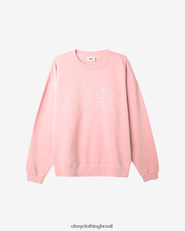 roupas br OBEY homens Pigmento colegial extrapesado com gola redonda pigmento casca rosa J22J4V231