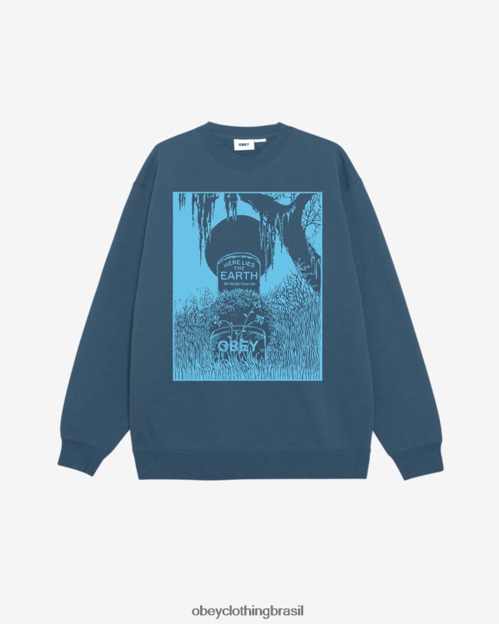 roupas br OBEY homens aqui jaz a gola redonda dos pesos pesados ​​da terra coroa azul J22J4V209