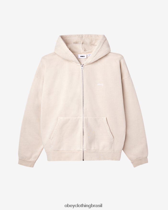 roupas br OBEY homens capuz com zíper em pigmento minúsculo argila pigmentada J22J4V204