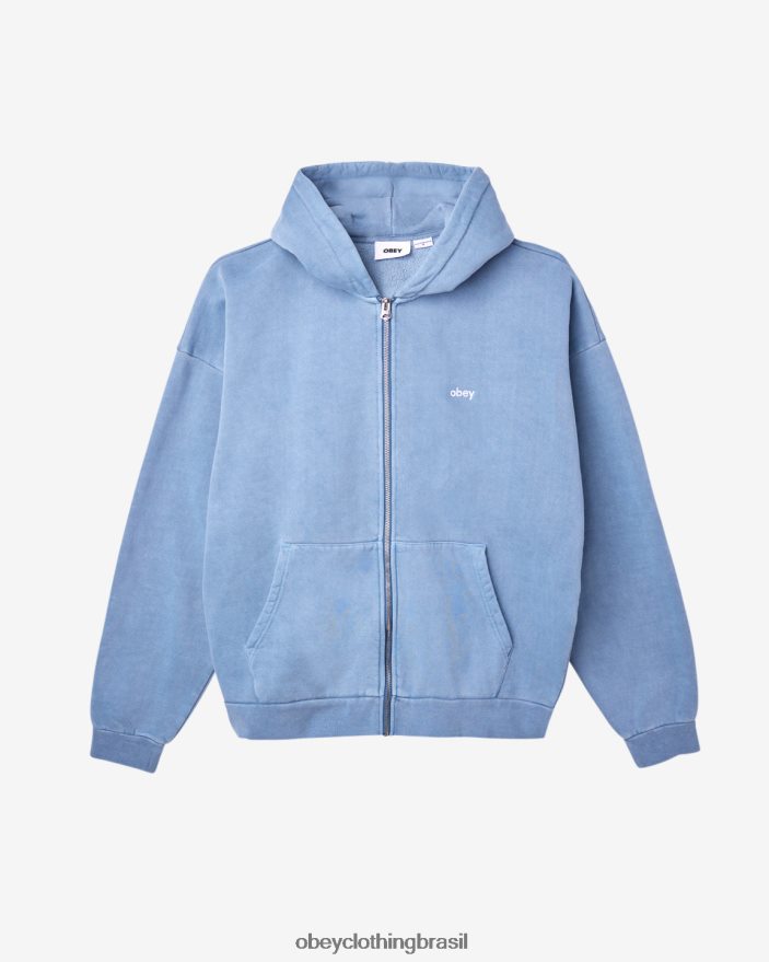 roupas br OBEY homens capuz com zíper em pigmento minúsculo coroa de pigmento azul J22J4V205