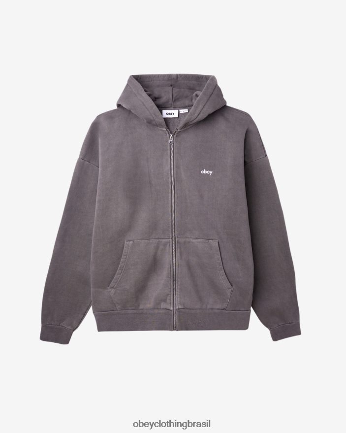 roupas br OBEY homens capuz com zíper em pigmento minúsculo pigmento preto digital J22J4V206