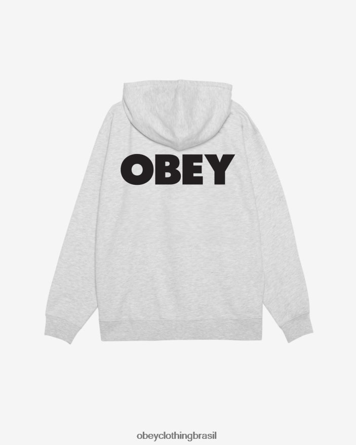roupas br OBEY homens capuz com zíper pesado e ousado cinza J22J4V170