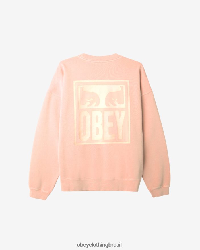 roupas br OBEY homens ícone de olhos com gola redonda extrapesada parfait de pêssego com pigmento J22J4V234