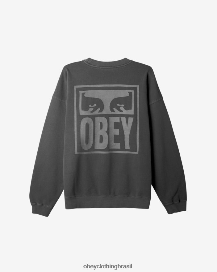roupas br OBEY homens ícone de olhos com gola redonda extrapesada pigmento pirata preto J22J4V233