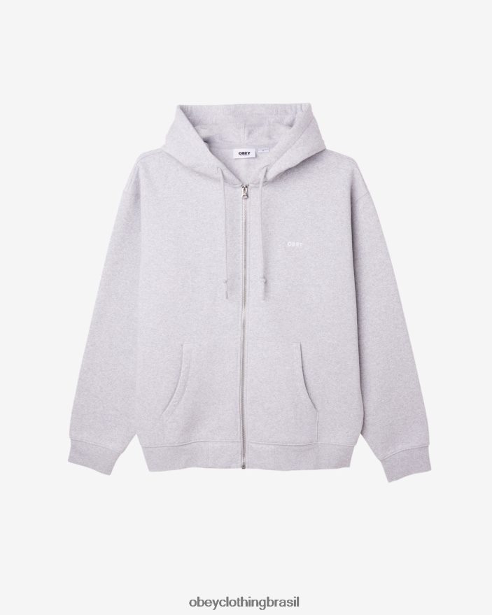 roupas br OBEY homens est. trabalha com capuz com zíper ousado cinza J22J4V199