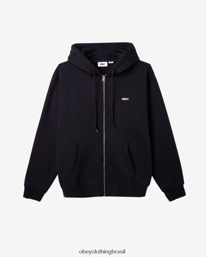 roupas br OBEY homens est. trabalha com capuz com zíper ousado preto J22J4V200