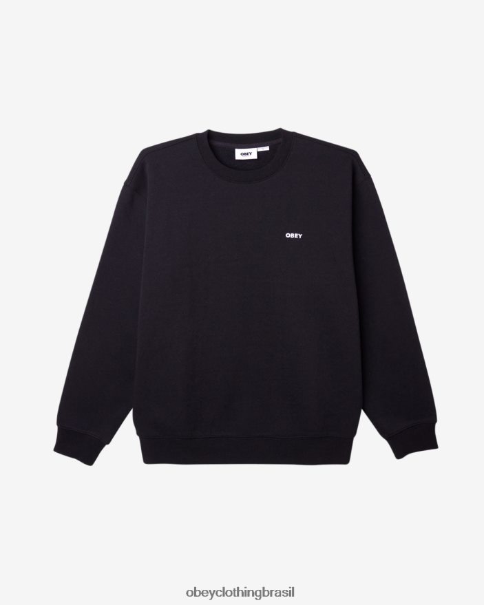roupas br OBEY homens est. trabalha com gola redonda ousada preto J22J4V217