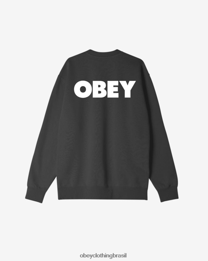 roupas br OBEY homens gola redonda ousada e pesada preto J22J4V213