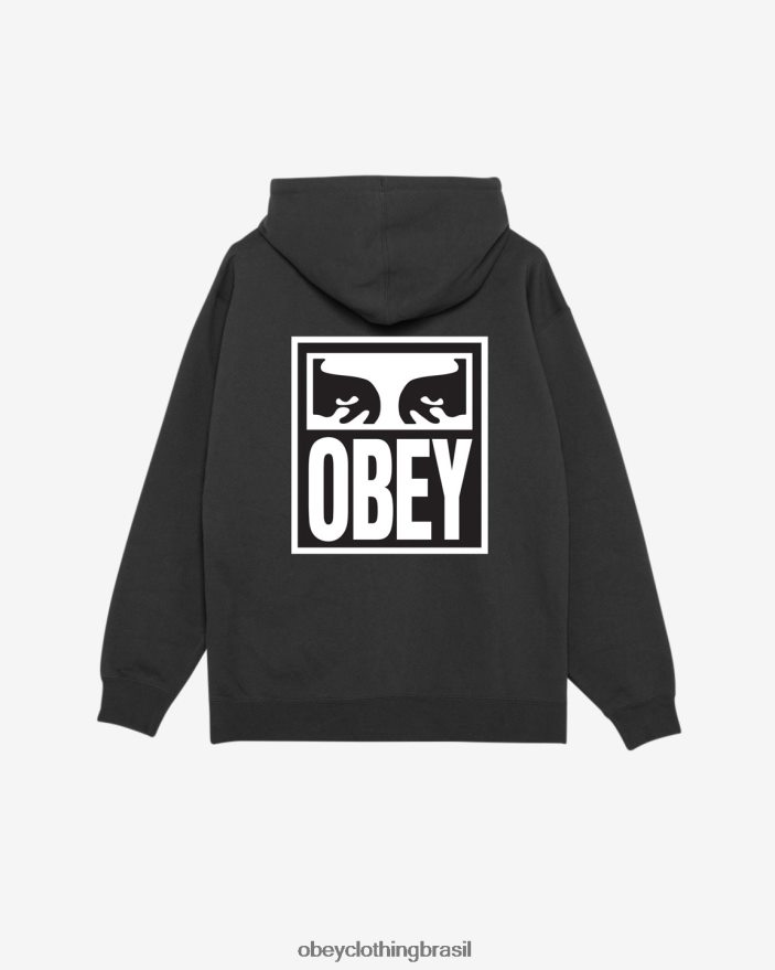 roupas br OBEY homens olhos ícone ii capuz com zíper pesado preto J22J4V168