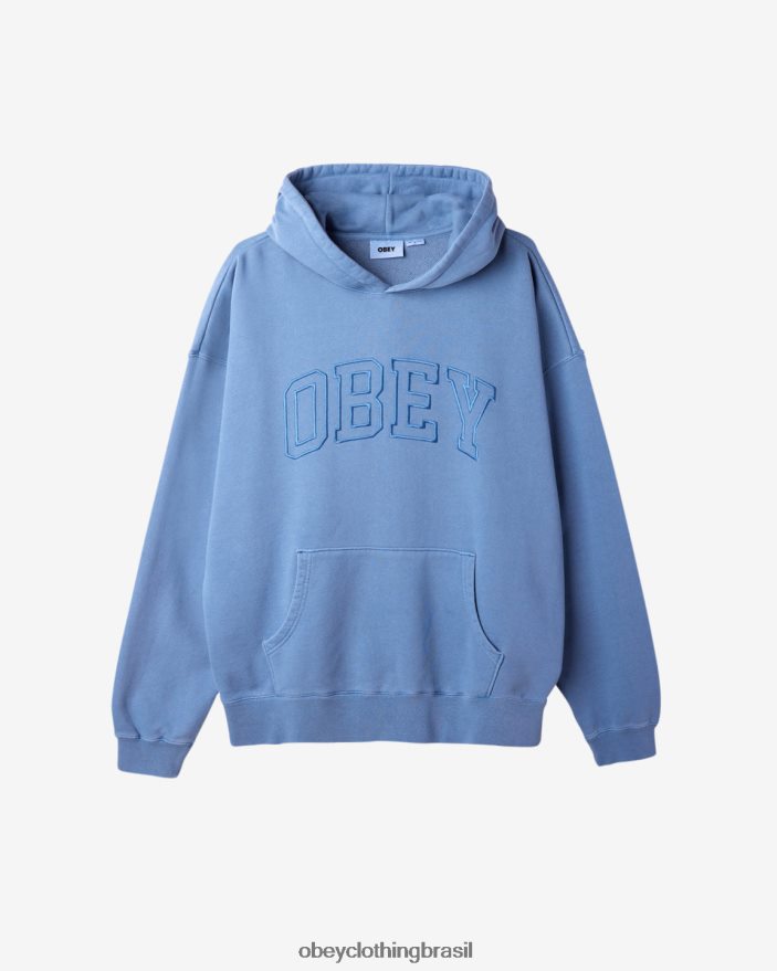 roupas br OBEY homens pulôver colegial extrapesado com pigmento coroa de pigmento azul J22J4V193