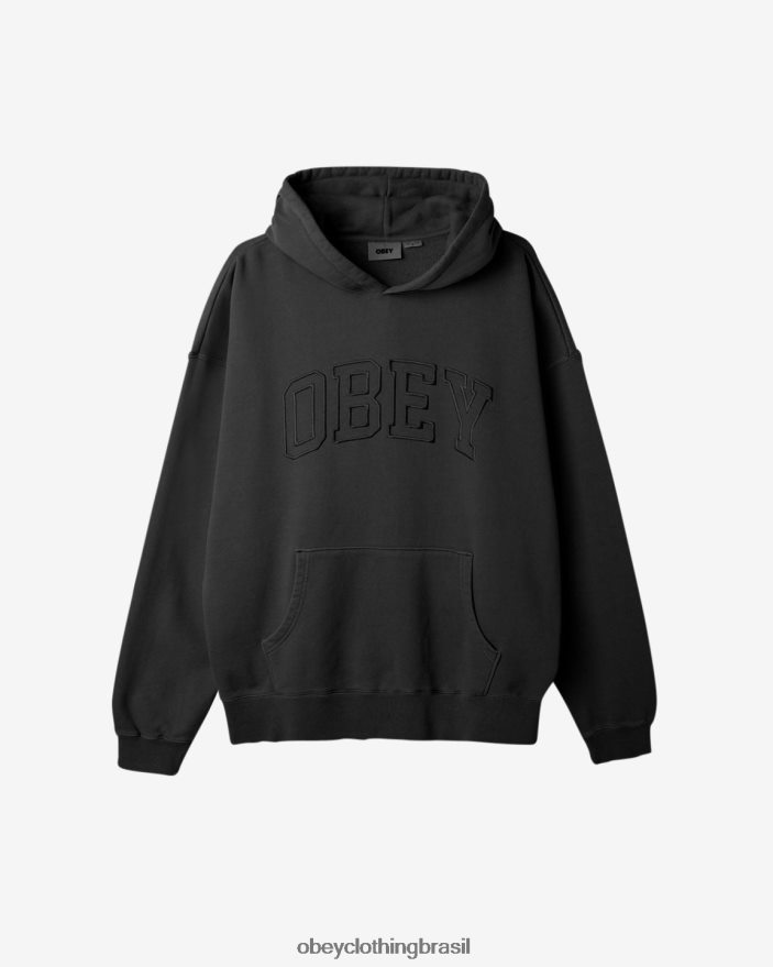 roupas br OBEY homens pulôver colegial extrapesado com pigmento pigmento pirata preto J22J4V195