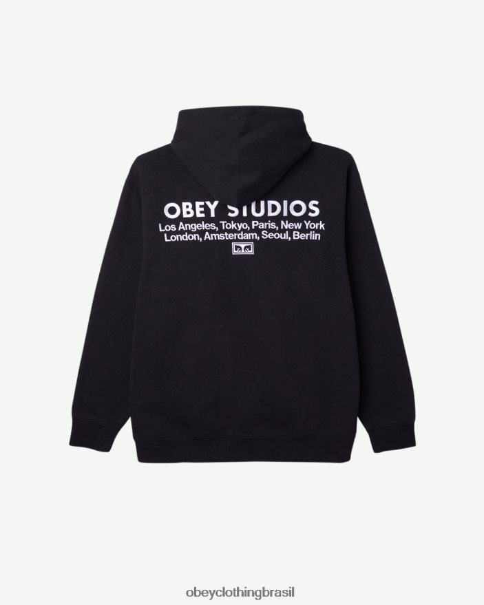 roupas br OBEY homens pulôver de estúdio preto J22J4V189