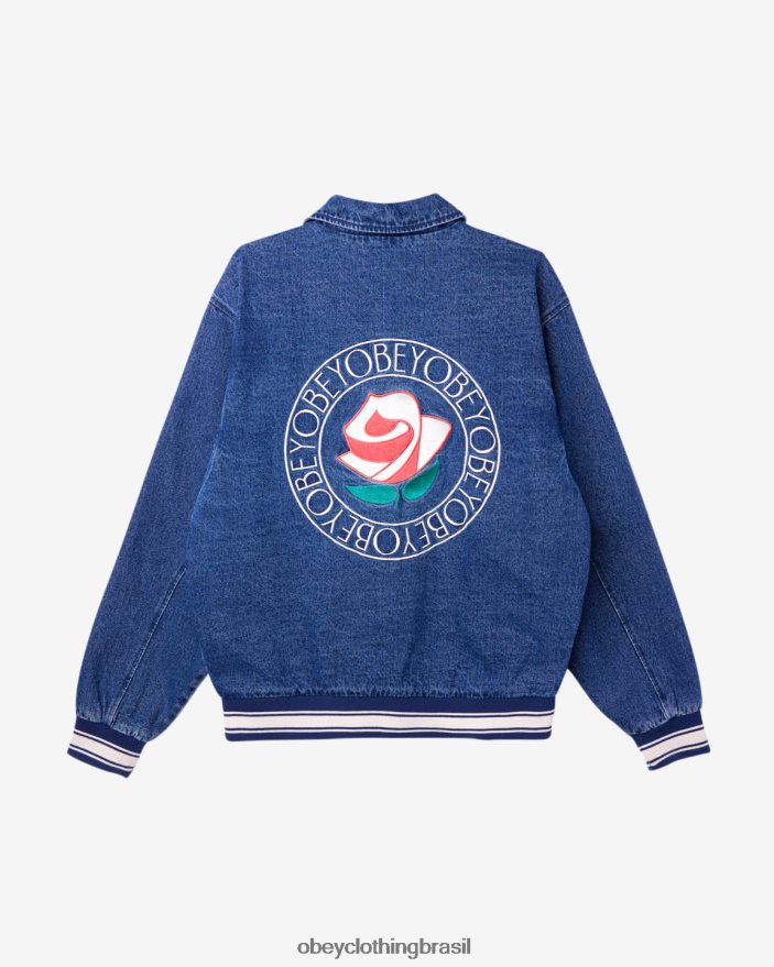 roupas br OBEY homens blusão rosa lavagem de pedra índigo J22J4V257