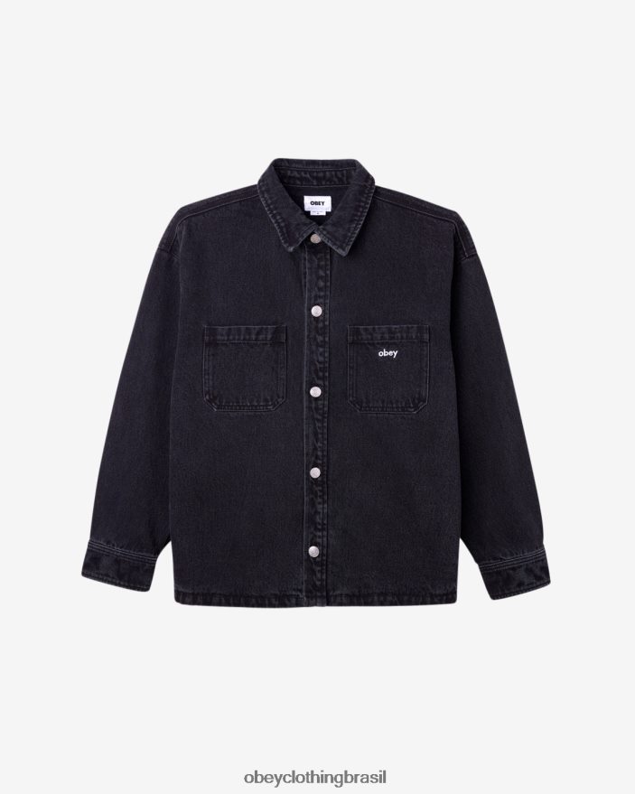 roupas br OBEY homens jaqueta camisa winston preto desbotado J22J4V245