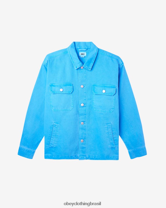 roupas br OBEY homens jaqueta de camisa de divisão pigmento azul francês J22J4V239