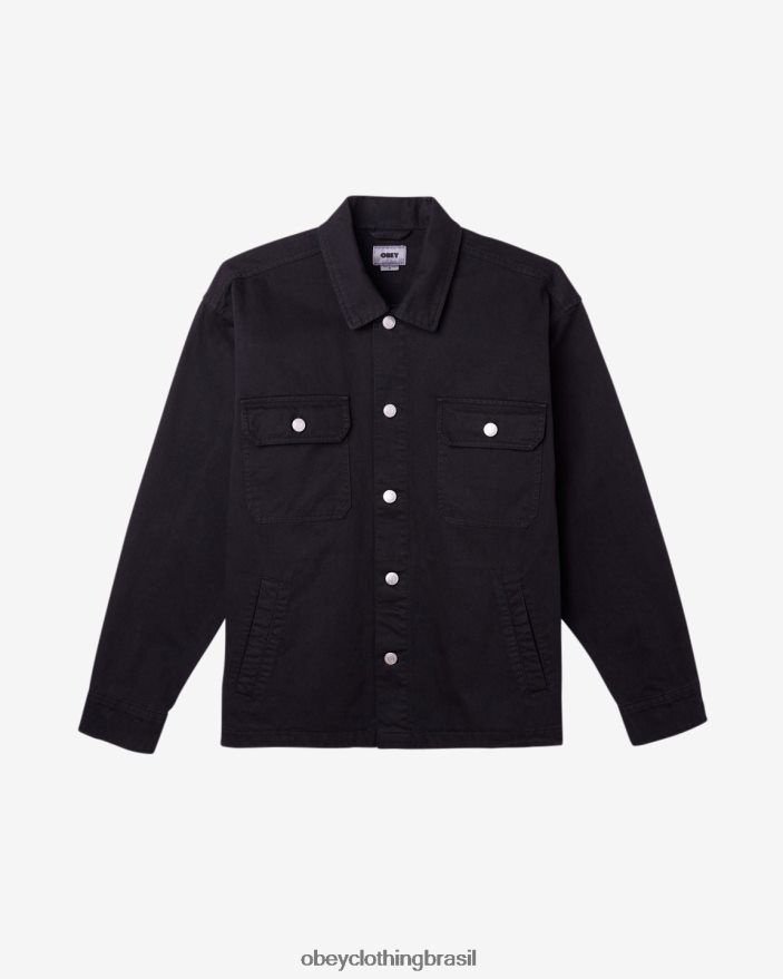 roupas br OBEY homens jaqueta de camisa de divisão pigmento preto J22J4V238