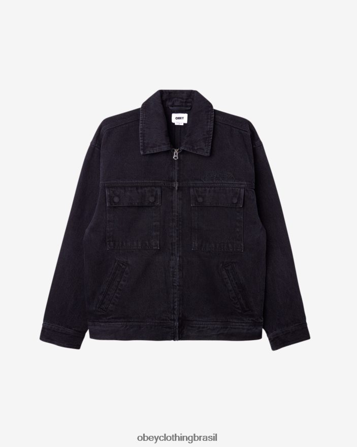 roupas br OBEY homens jaqueta easton preto desbotado J22J4V250