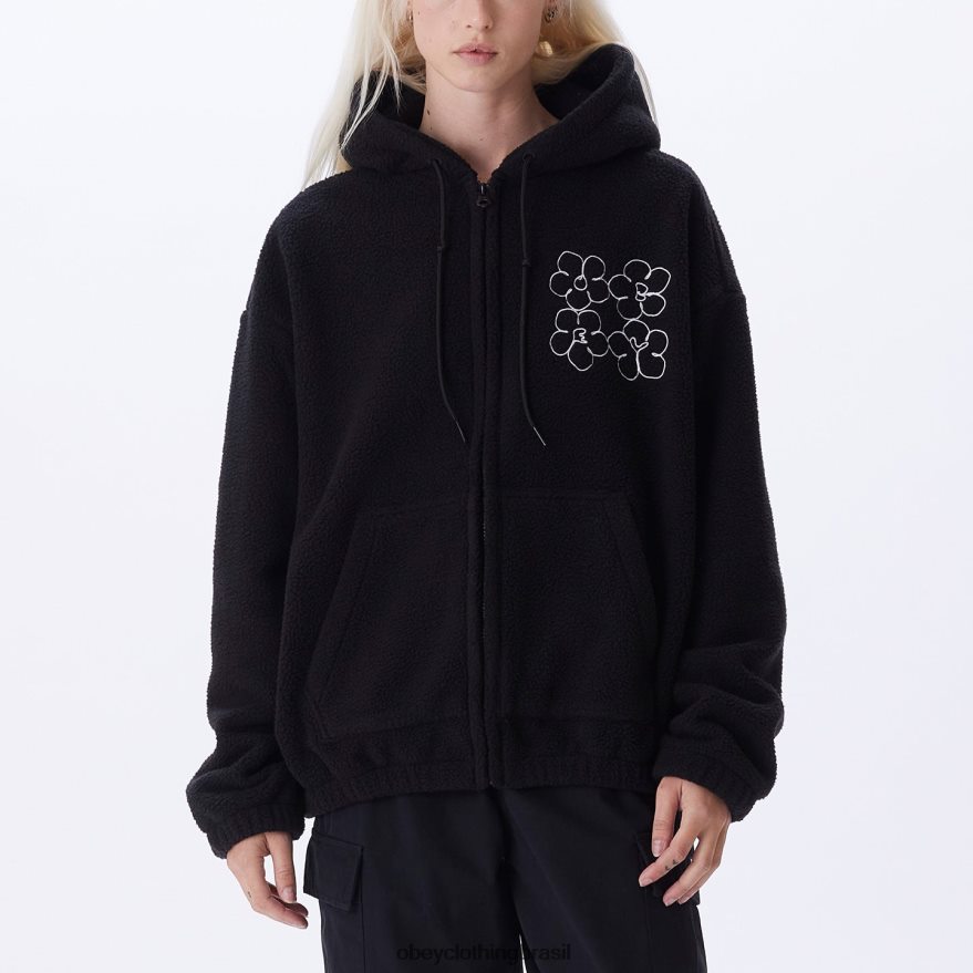 roupas br OBEY mulheres jaqueta com capuz chance preto J22J4V652