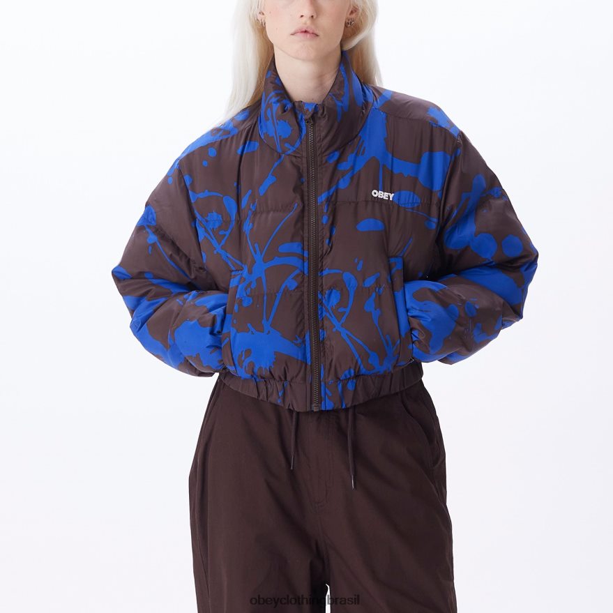 roupas br OBEY mulheres jaqueta puffer elixir java marrom multi J22J4V655