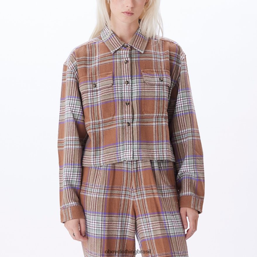 roupas br OBEY mulheres camisa max flanela catechu madeira multi J22J4V705