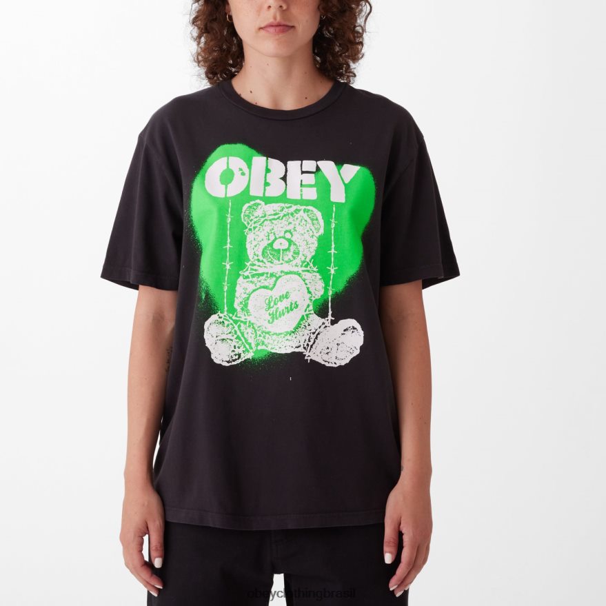 roupas br OBEY mulheres camiseta amor machuca escolha de pigmento preto digital J22J4V740