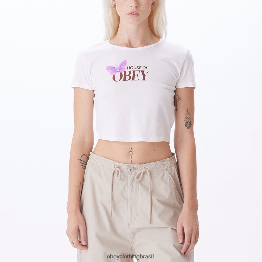 roupas br OBEY mulheres camiseta chloe cropped house of Butterfly branco J22J4V735