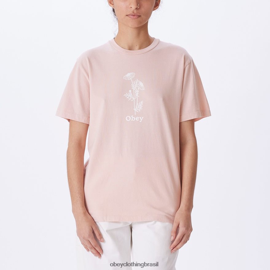 roupas br OBEY mulheres camiseta com escolha de corante e pigmento de ervas daninhas argila rosa J22J4V745