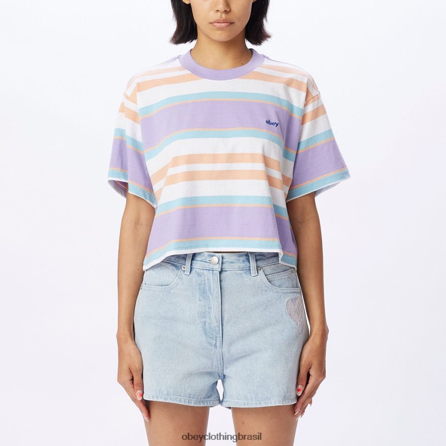 roupas br OBEY mulheres camiseta cropped listrada ariella lavanda digital multi J22J4V727
