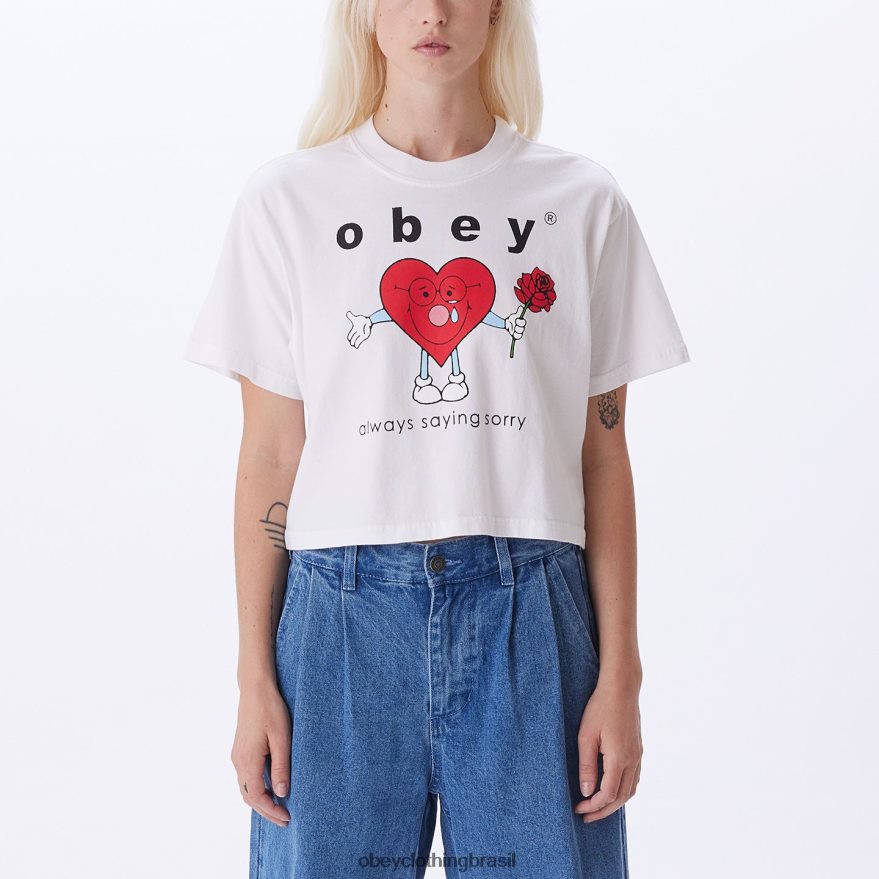 roupas br OBEY mulheres camiseta sempre pedindo desculpas para o fim de semana branco J22J4V733