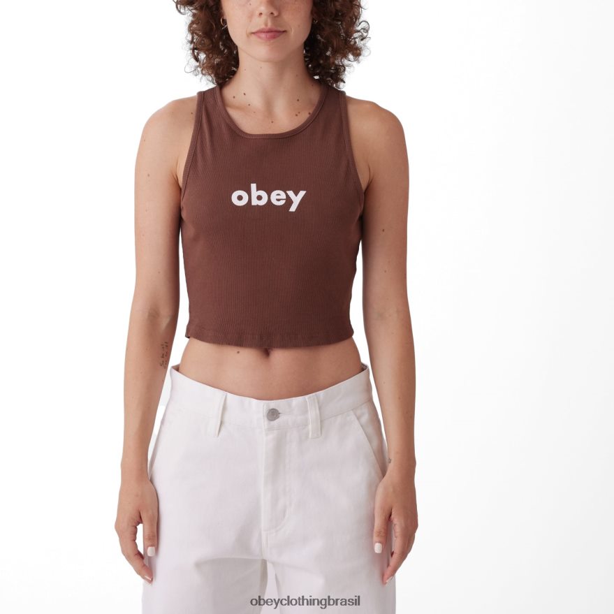roupas br OBEY mulheres tanque megan com costela minúscula sépia J22J4V743