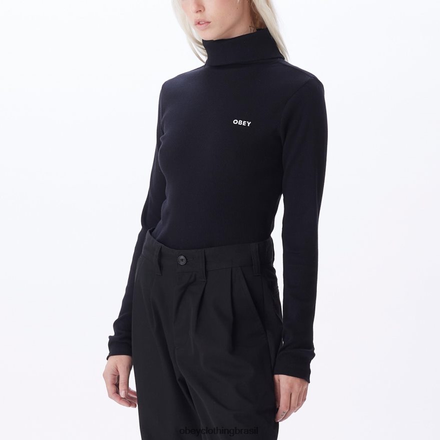 roupas br OBEY mulheres bela gola tartaruga preto J22J4V721