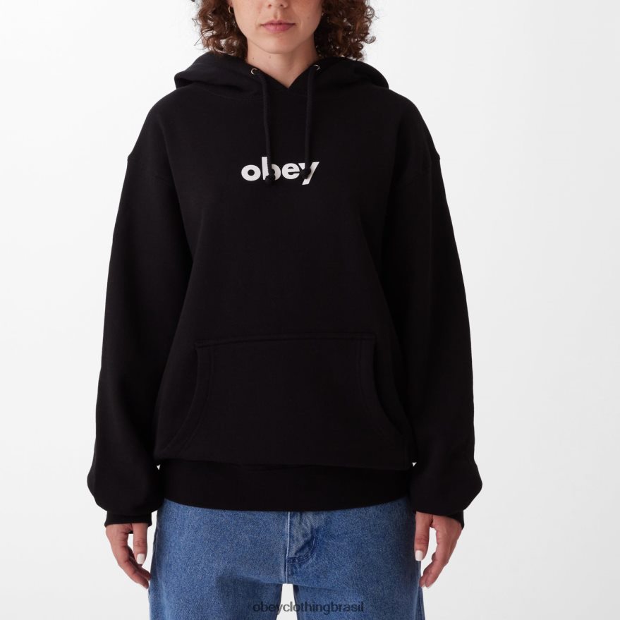 roupas br OBEY mulheres capuz pulôver lower case ii preto J22J4V715