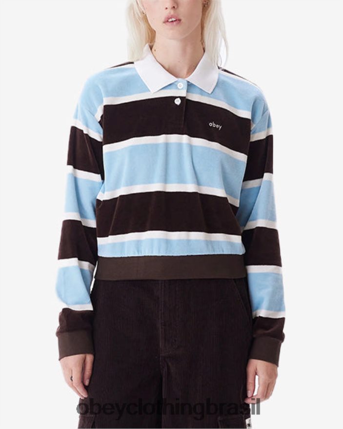 roupas br OBEY mulheres polo swinton java marrom multi J22J4V704